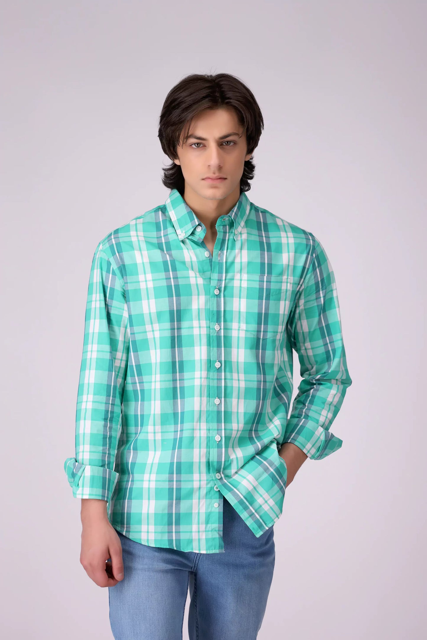 Regular Fit Button Down Check Shirt - Cougar Clothing