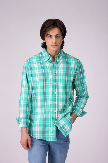 Regular Fit Button Down Check Shirt - Cougar Clothing