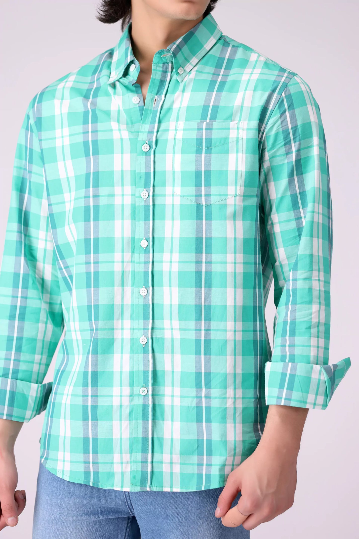 Regular Fit Button Down Check Shirt - Cougar Clothing