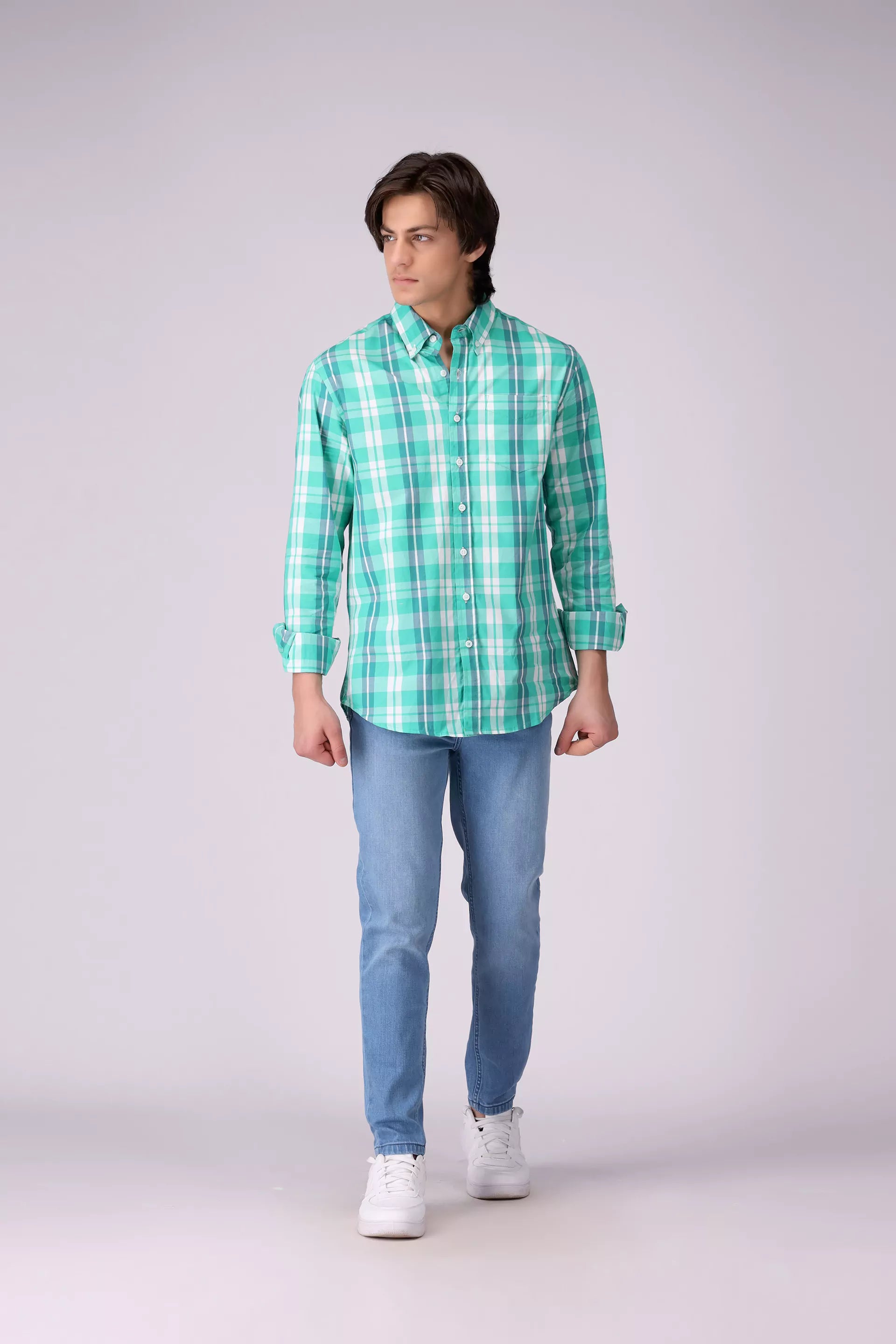 Regular Fit Button Down Check Shirt - Cougar Clothing