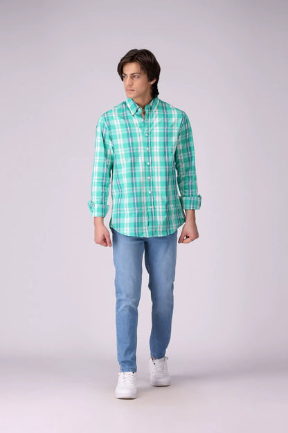 Regular Fit Button Down Check Shirt - Cougar Clothing