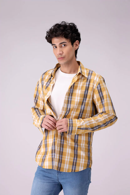 Regular Fit Button-Down Check Shirt - Cougar Clothing