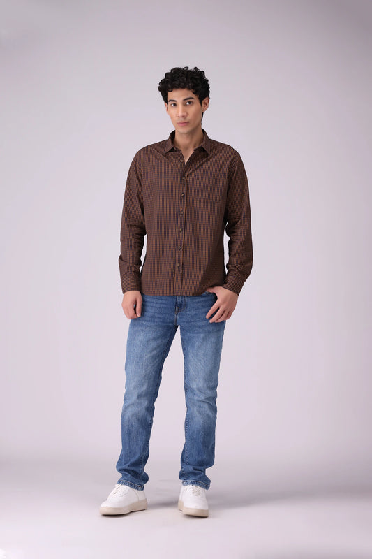 Regular Fit Mini Check Shirt - Cougar Clothing