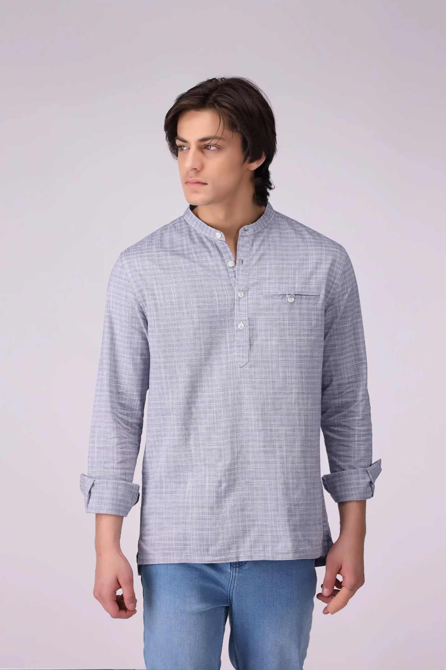 Regular Fit Mandarin Collar Shirt - Cougar Clothing