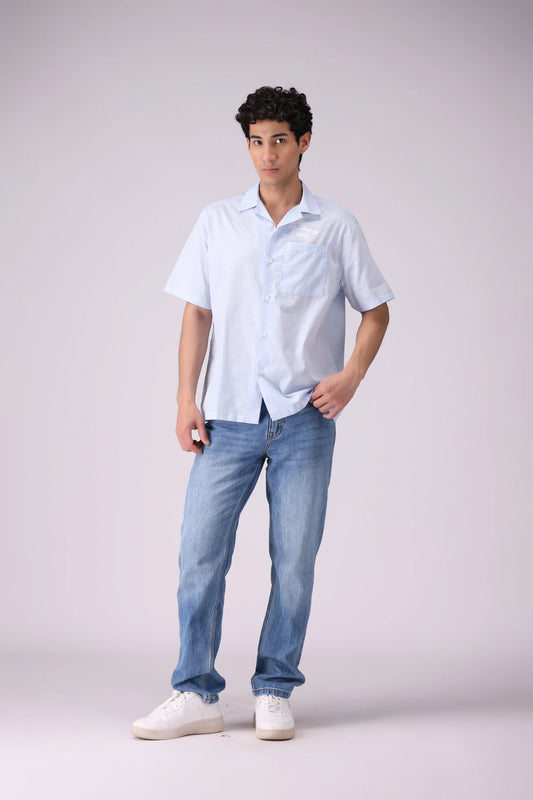Regular Fit Resort Collar Embroidered Shirt - Cougar Clothing