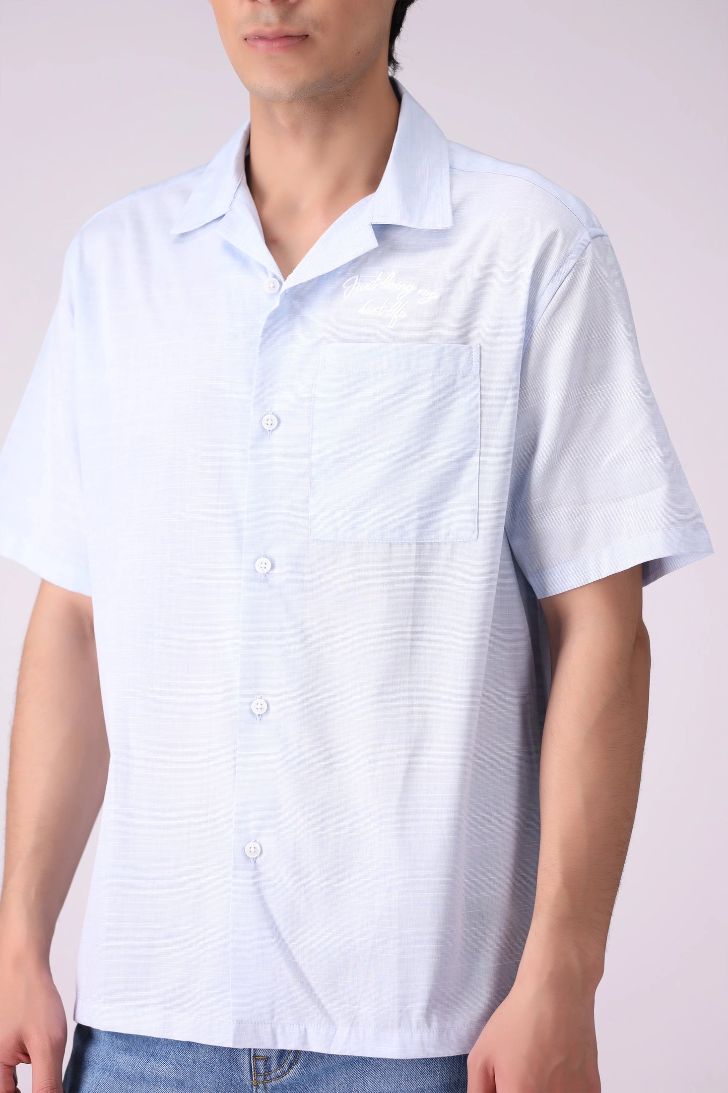 Regular Fit Resort Collar Embroidered Shirt - Cougar Clothing