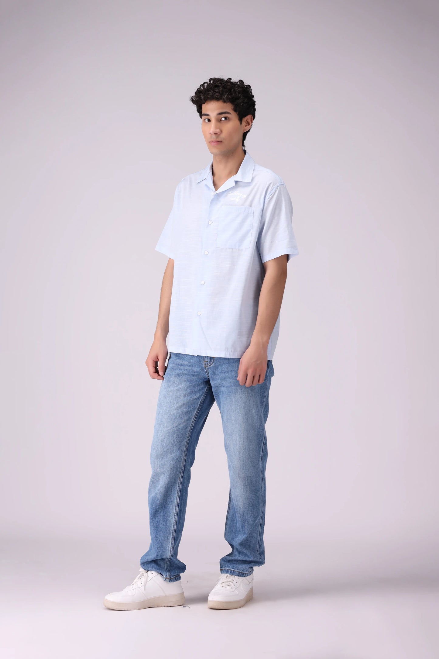 Regular Fit Resort Collar Embroidered Shirt - Cougar Clothing