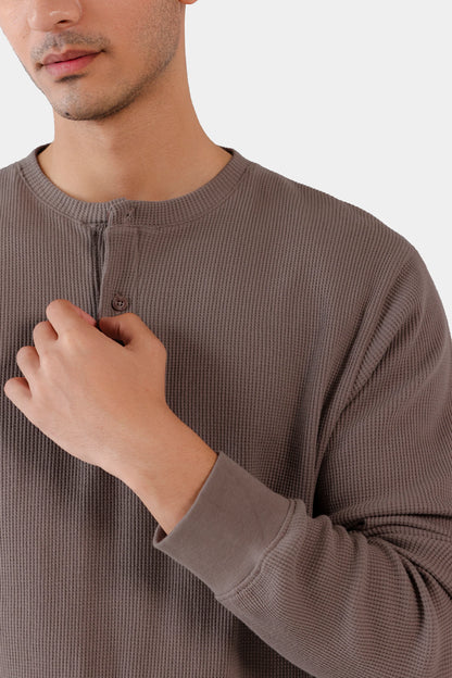 Waffle Knit Henley T-Shirt - Cougar Clothing