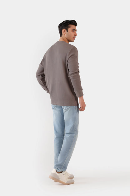 Waffle Knit Henley T-Shirt - Cougar Clothing