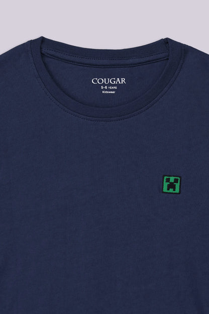 T-Shirt With Minimal Embroidered Badge - Cougar Clothing