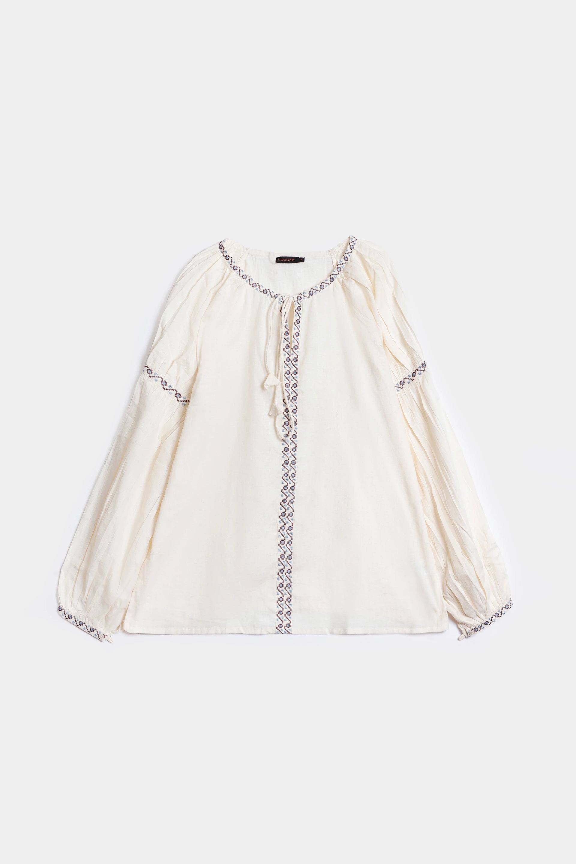 Lantern Sleeved Embroidered Blouse - Cougar Clothing
