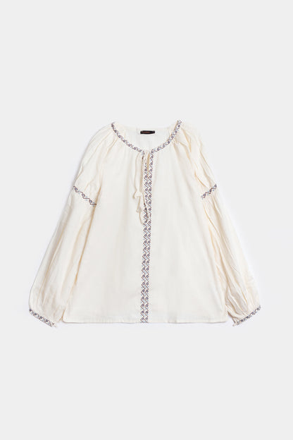 Lantern Sleeved Embroidered Blouse - Cougar Clothing