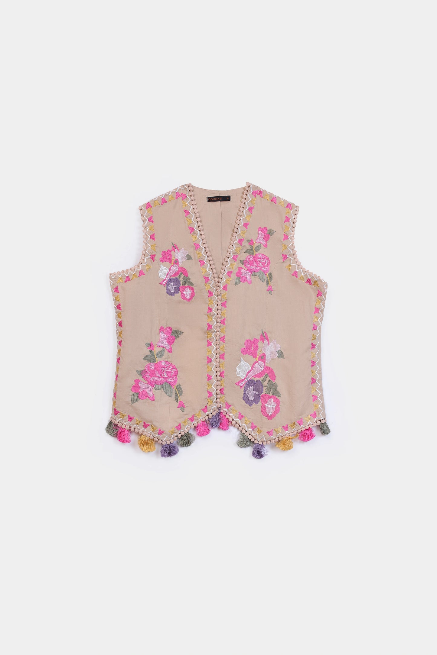 Cropped Embroidered Vest - Cougar Clothing