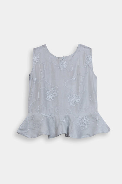 Embroidered Sleeveless Peplum - Cougar Clothing