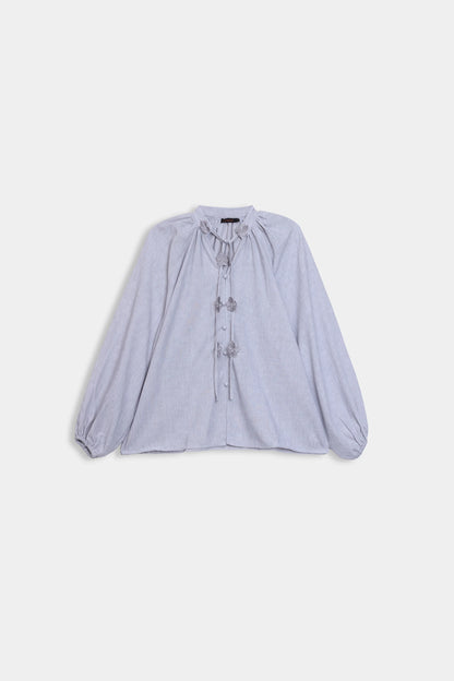 Top With Floral Drawstrings - Cougar Clothing