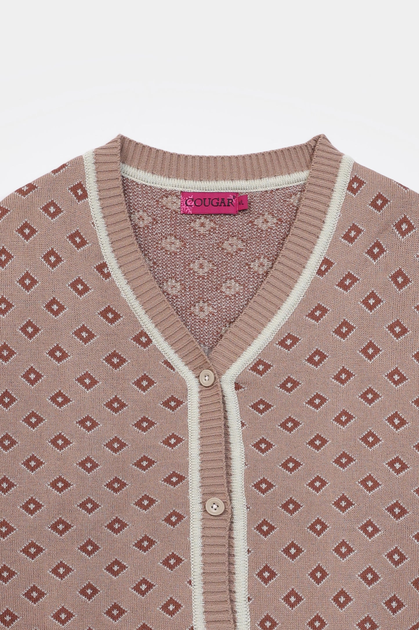 V-Neck Patterned Cardigan - Cougar Clothing