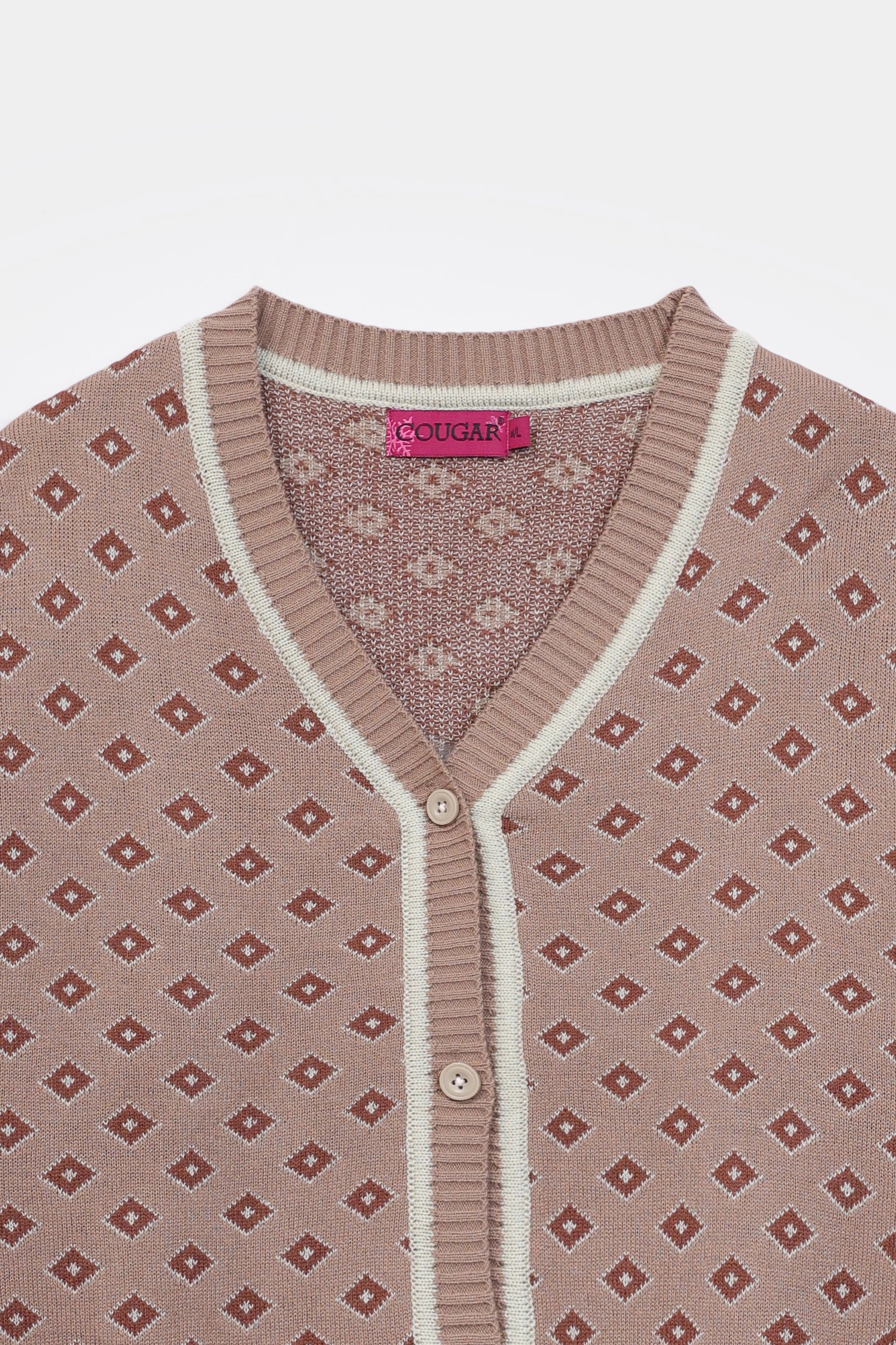 V-Neck Patterned Cardigan - Cougar Clothing