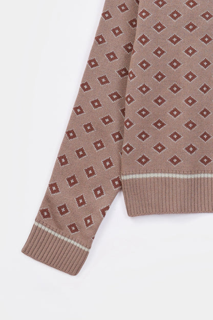 V-Neck Patterned Cardigan - Cougar Clothing