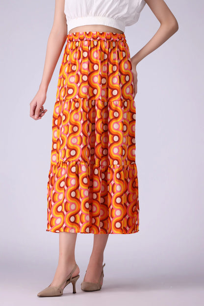 Printed Midi Skirt - Cougar Clothing