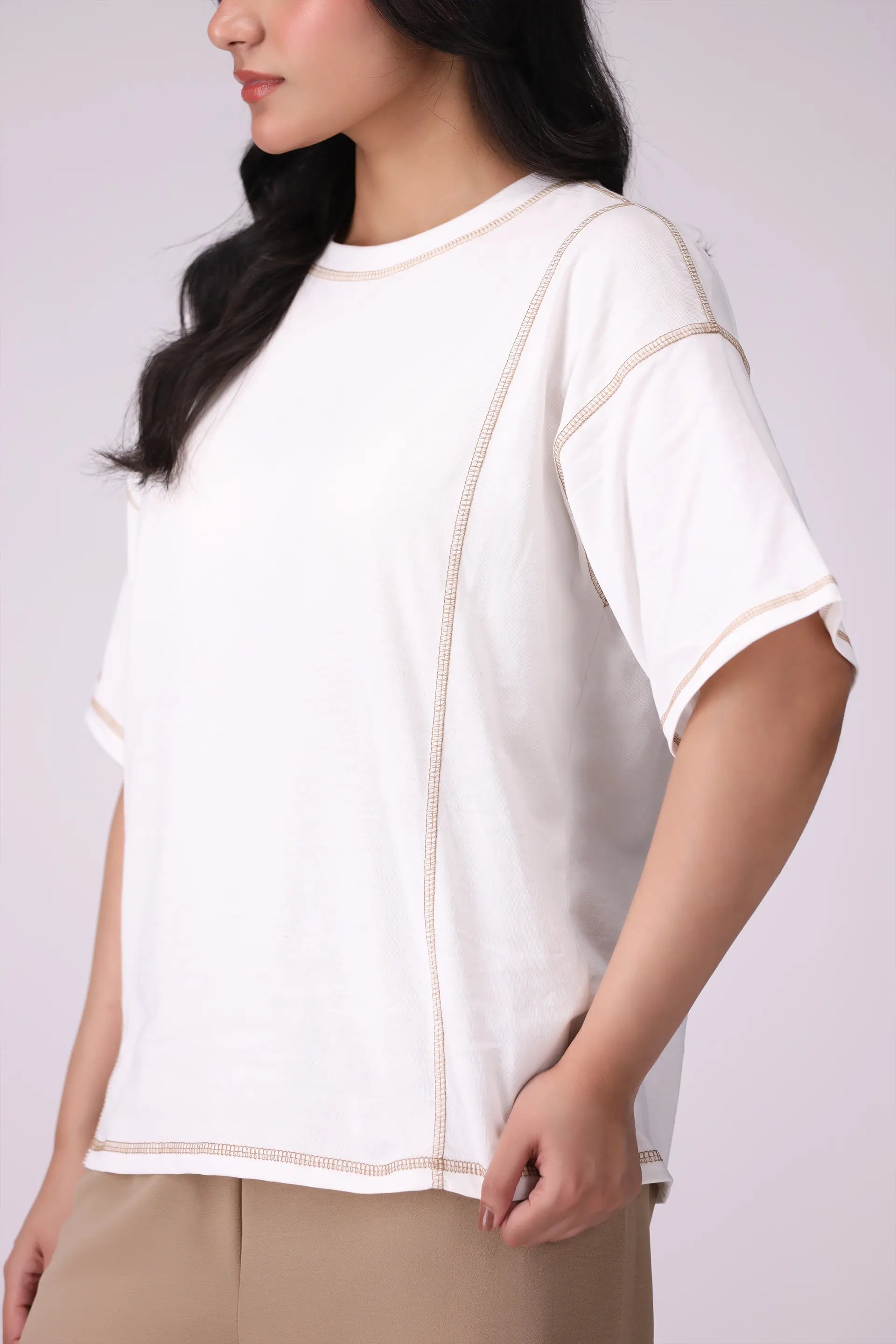 Oversized T-Shirt With Top Stitches - Cougar Clothing