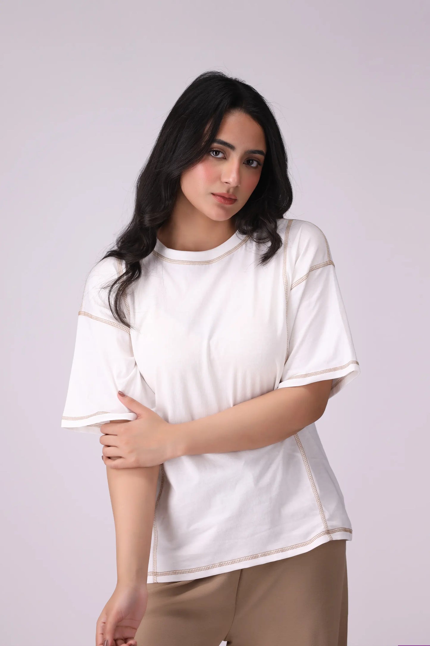 Oversized T-Shirt With Top Stitches - Cougar Clothing