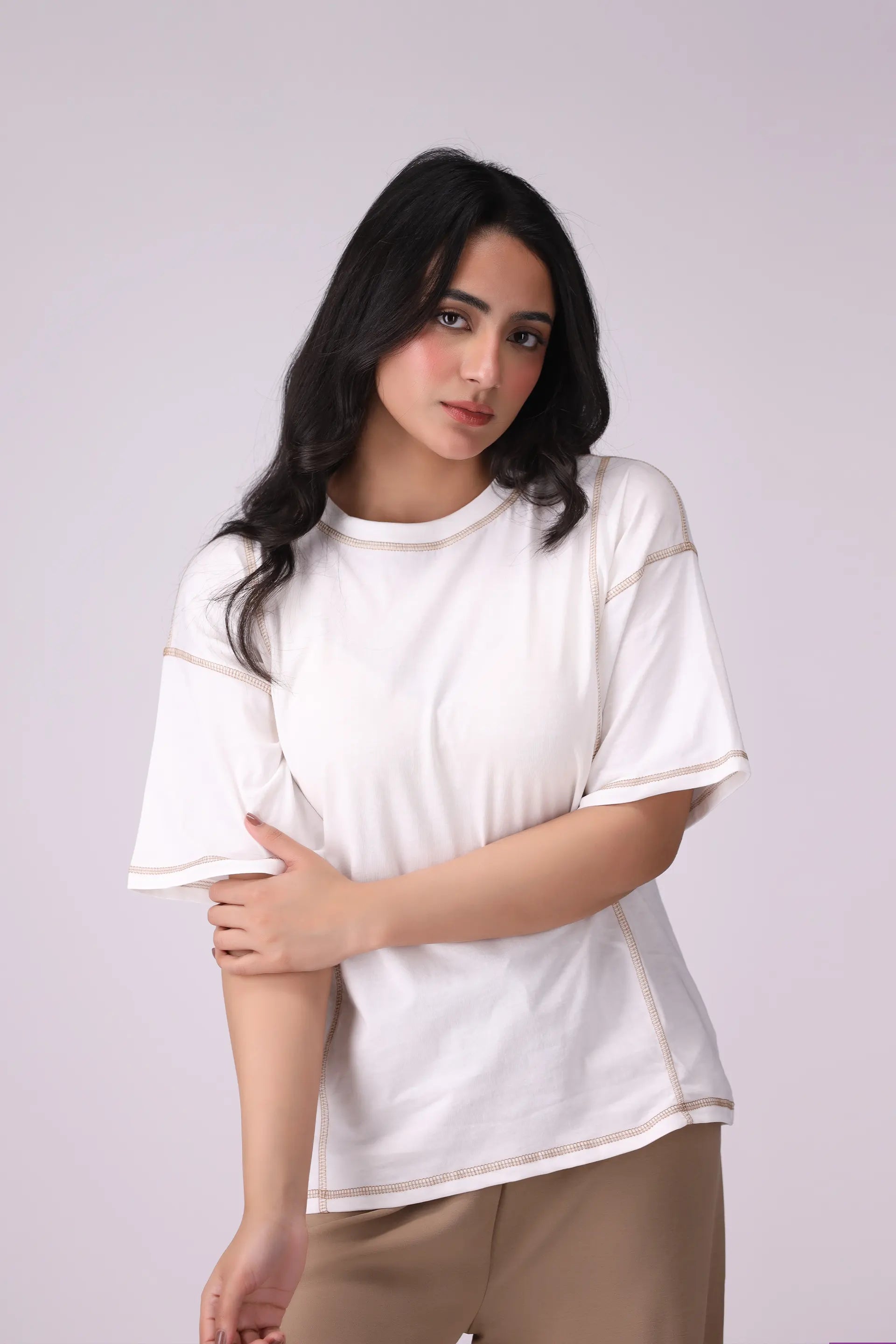 Oversized T-Shirt With Top Stitches - Cougar Clothing