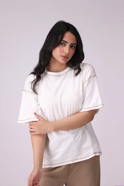 Oversized T-Shirt With Top Stitches - Cougar Clothing