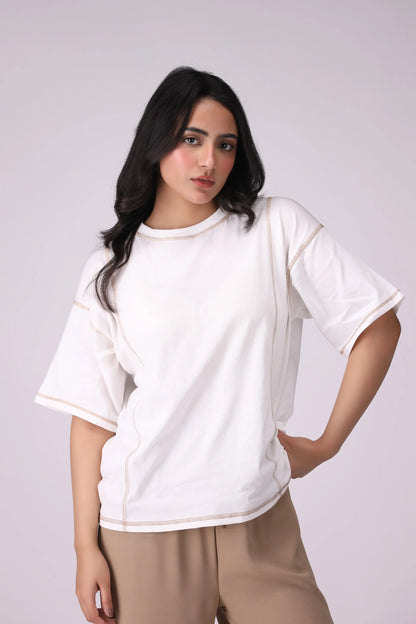 Oversized T-Shirt With Top Stitches - Cougar Clothing
