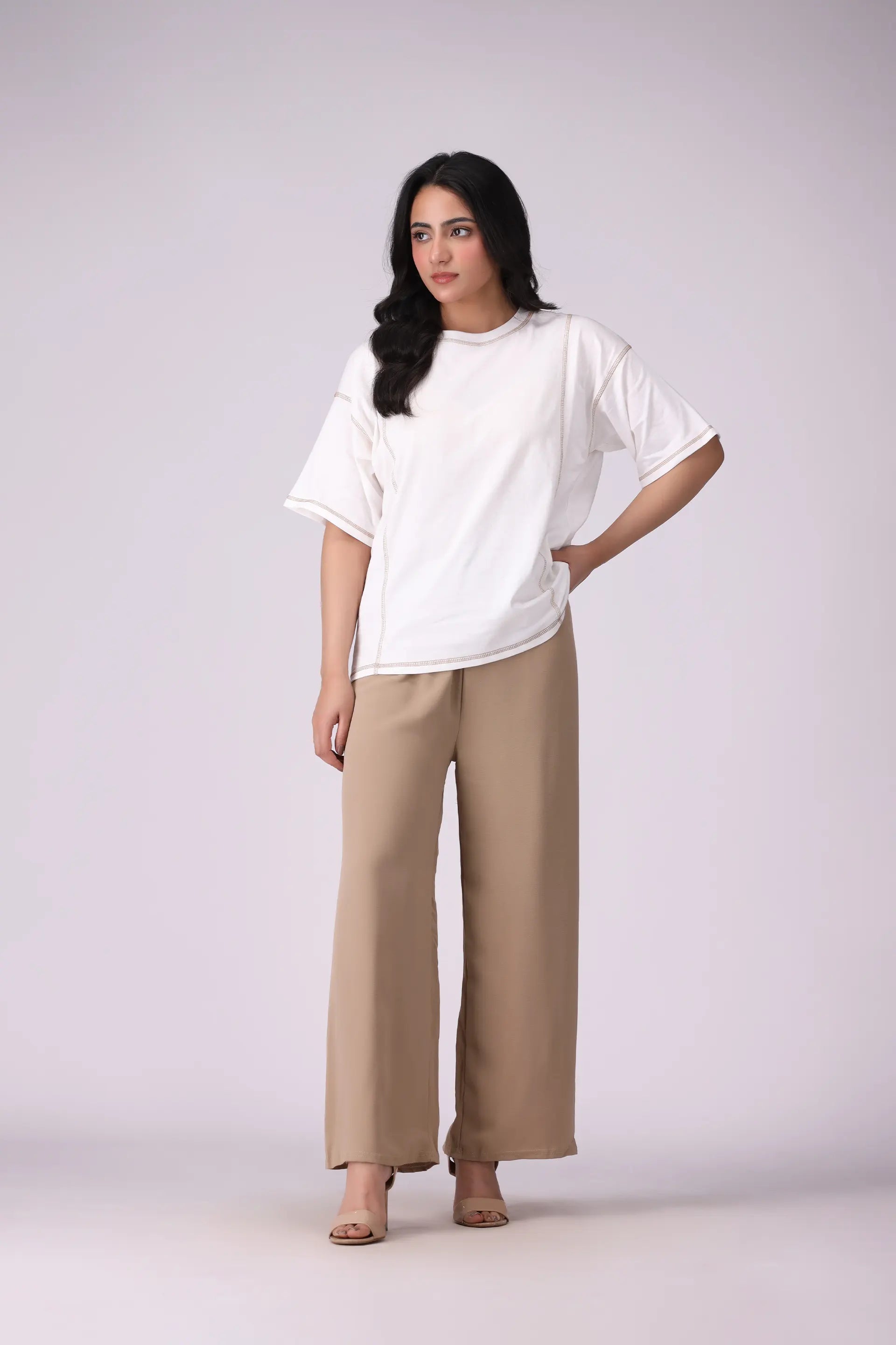 Oversized T-Shirt With Top Stitches - Cougar Clothing