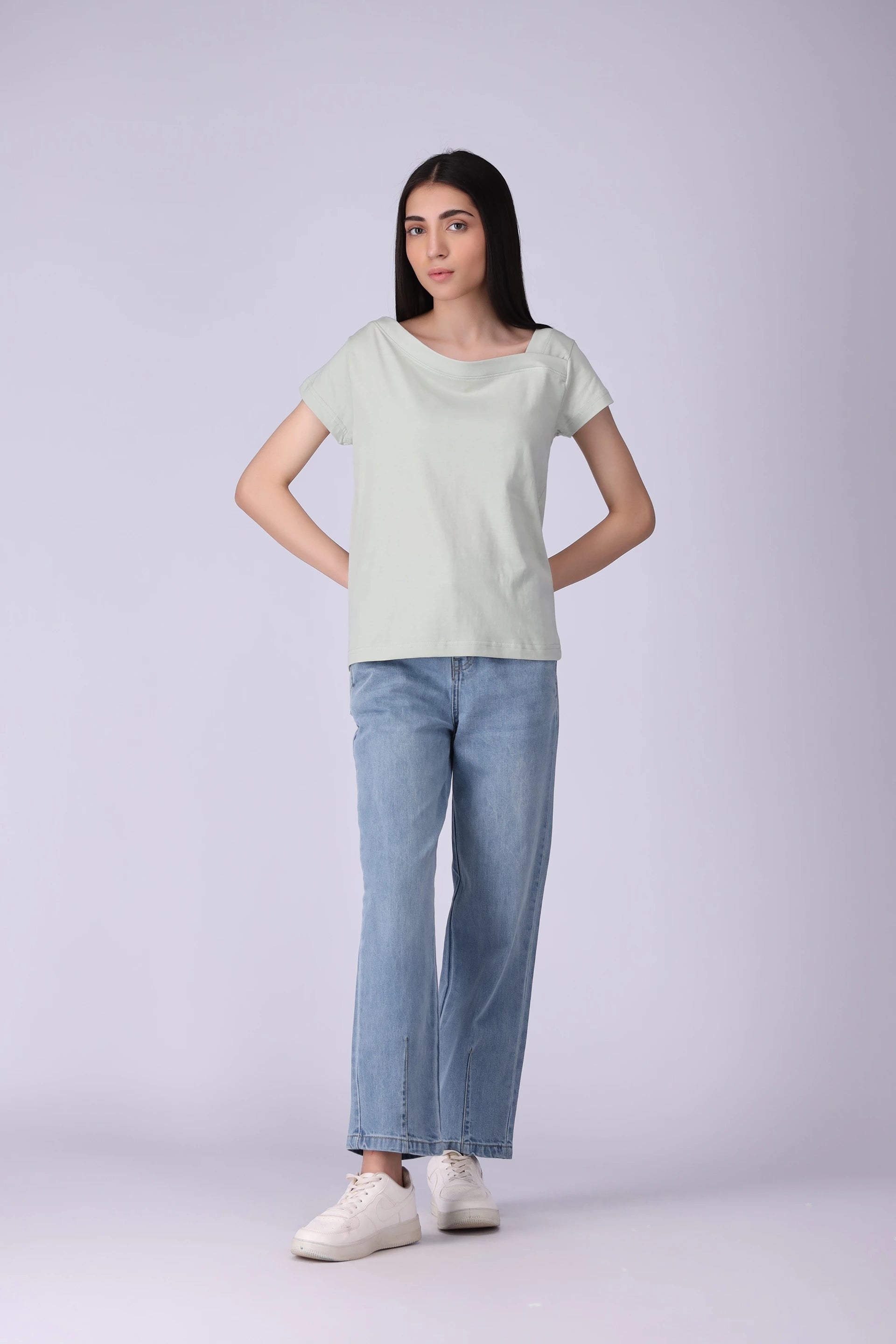Asymmetric Neck T-Shirt - Cougar Clothing