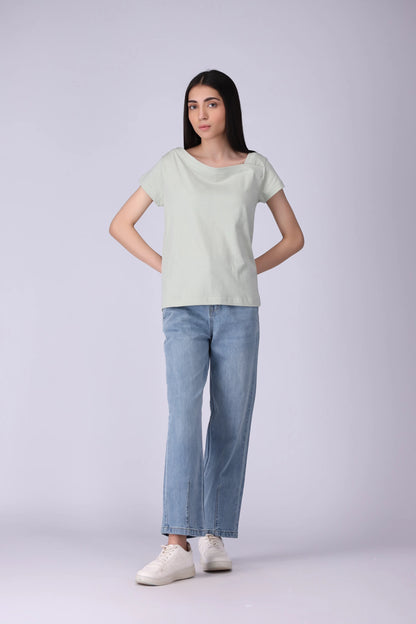 Asymmetric Neck T-Shirt - Cougar Clothing