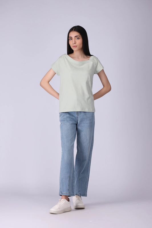 Asymmetric Neck T-Shirt - Cougar Clothing