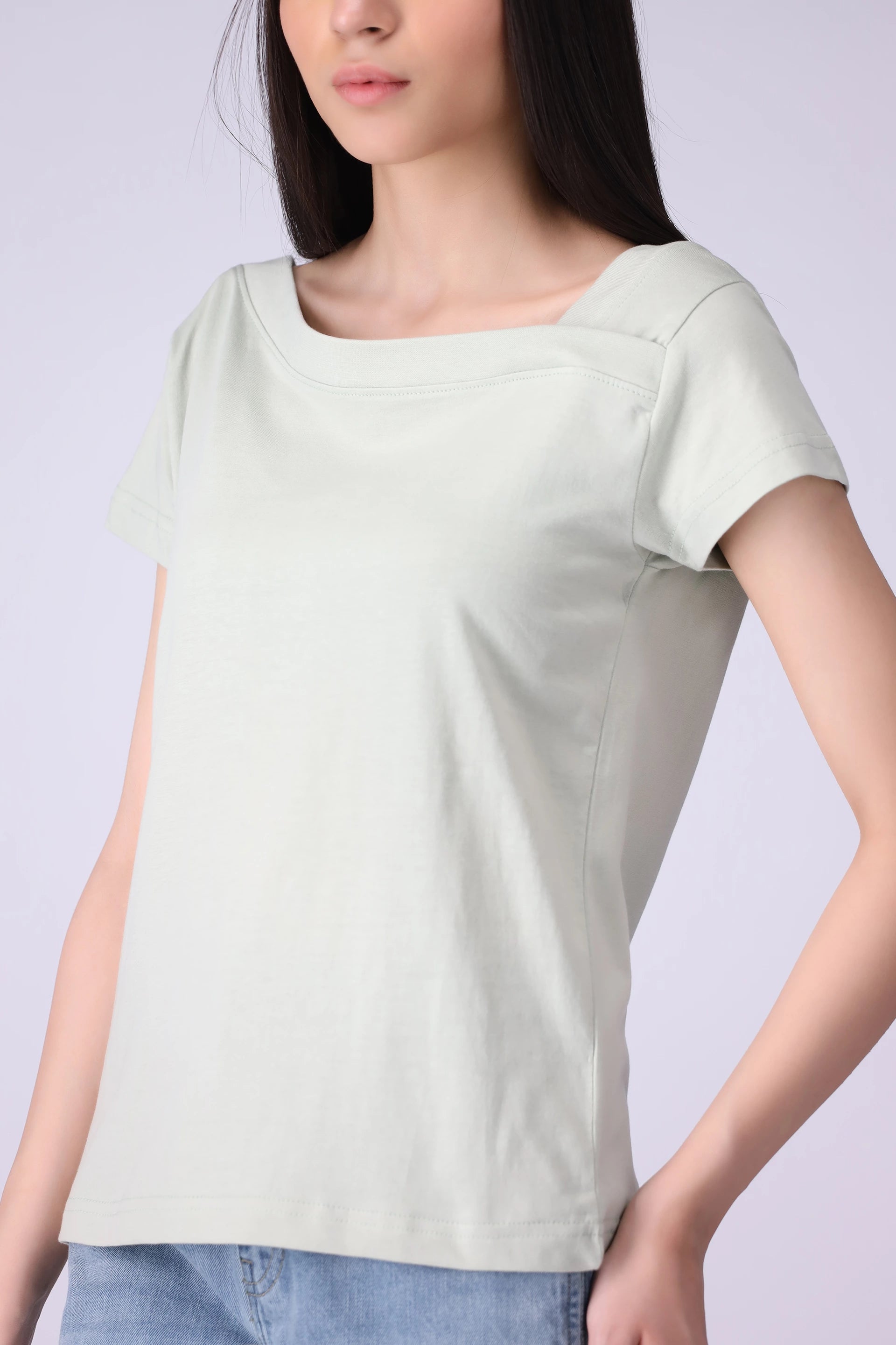 Asymmetric Neck T-Shirt - Cougar Clothing