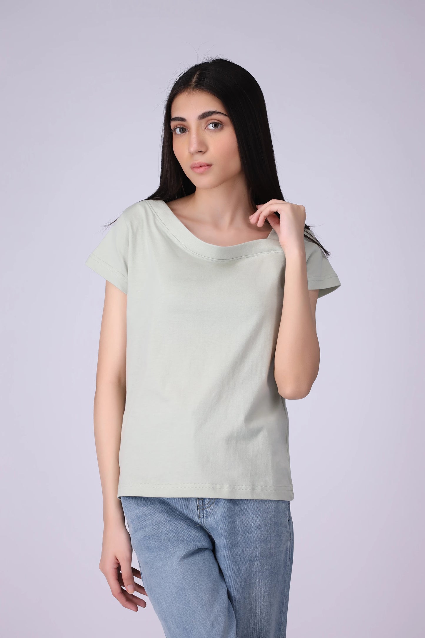 Asymmetric Neck T-Shirt - Cougar Clothing