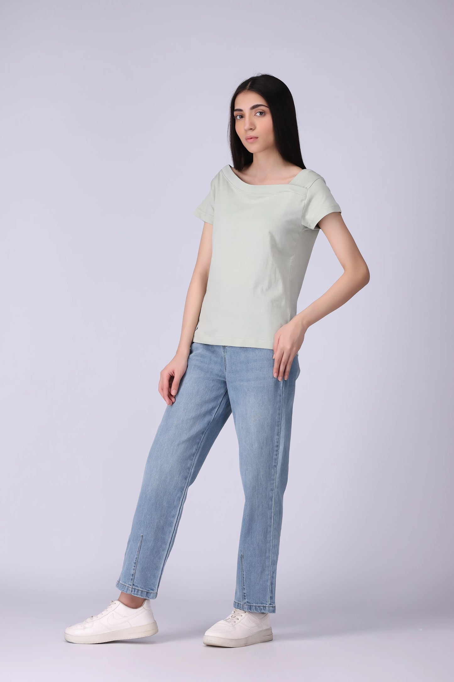Asymmetric Neck T-Shirt - Cougar Clothing