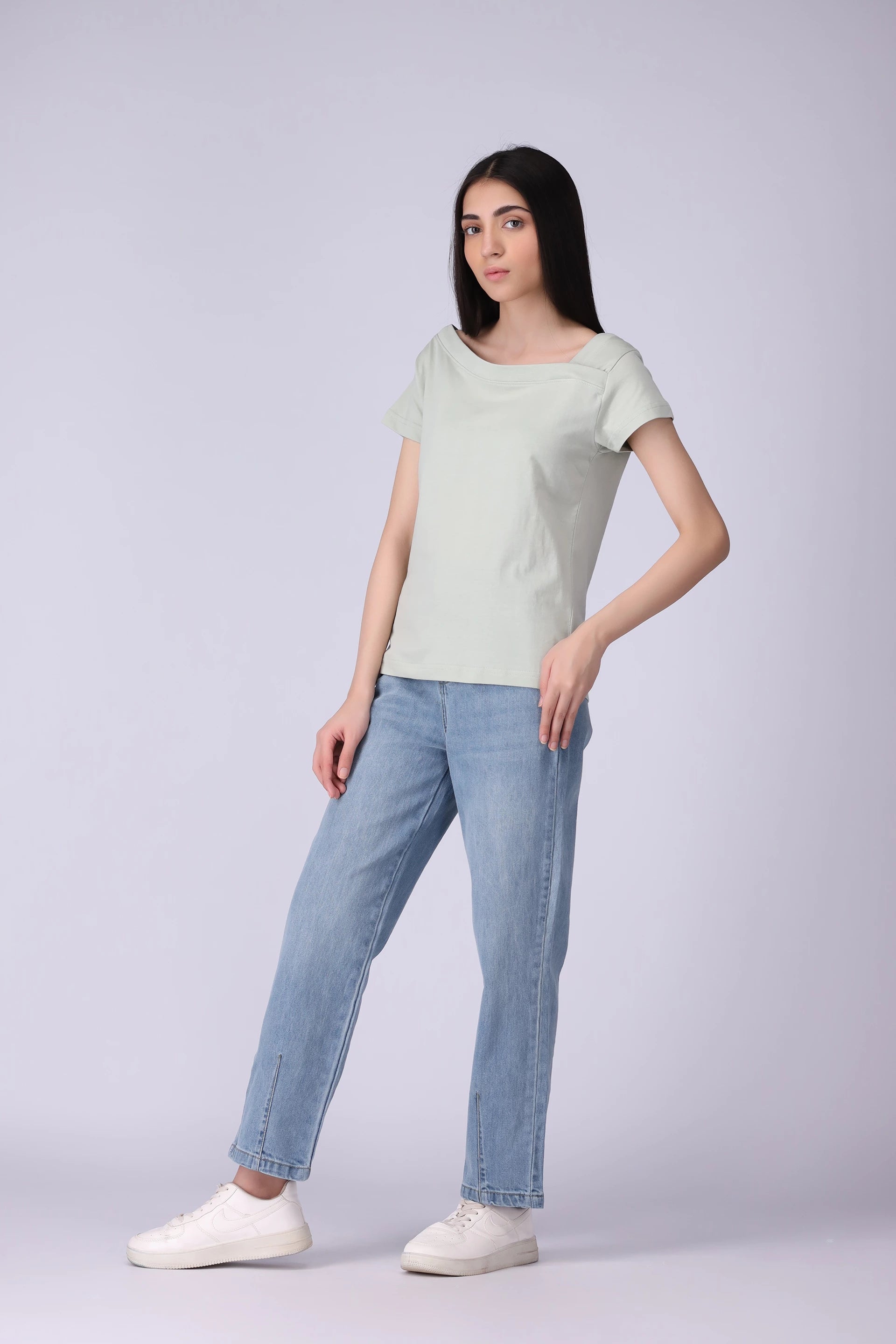 Asymmetric Neck T-Shirt - Cougar Clothing