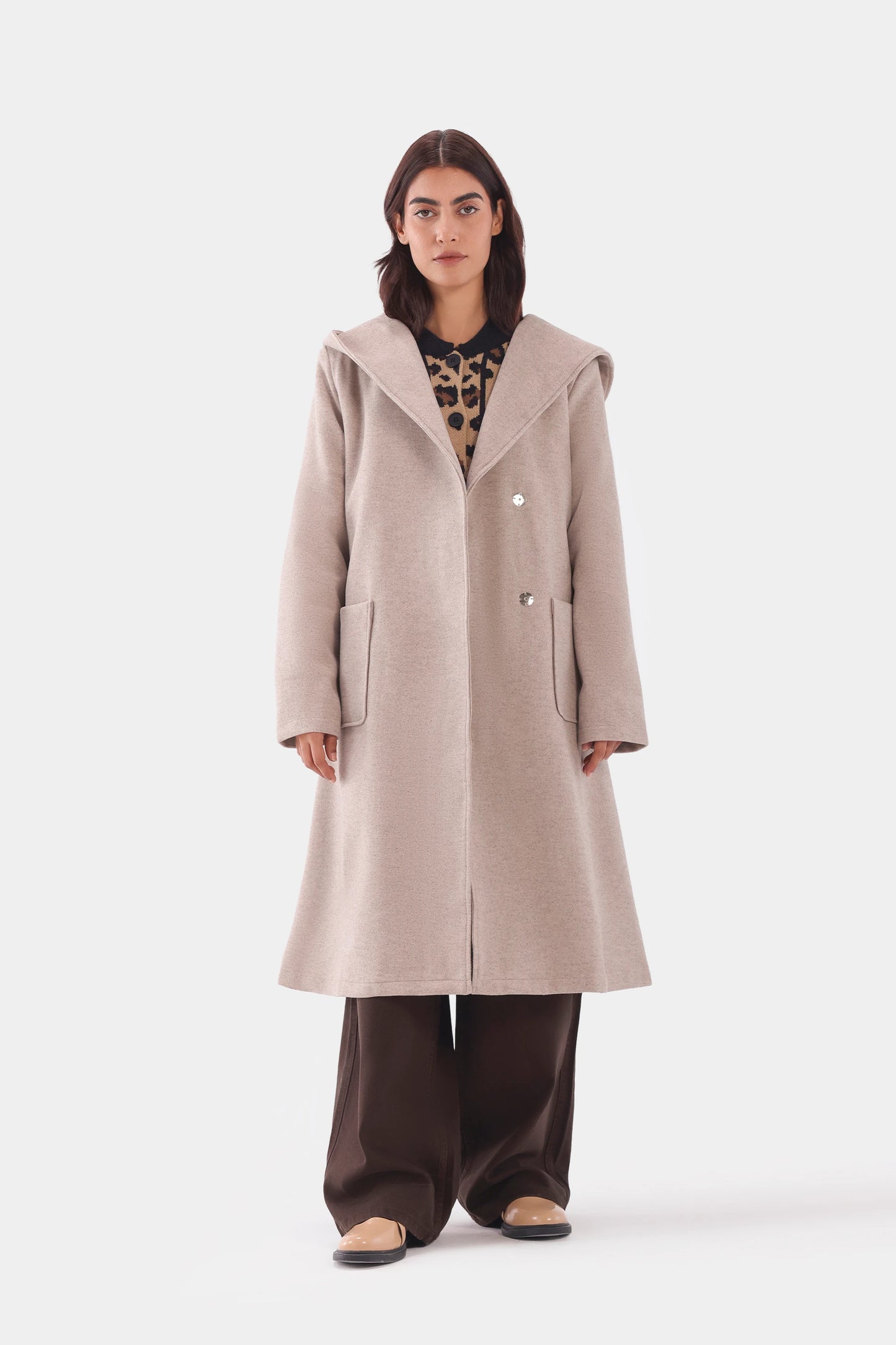 Hooded Belted Coat - Cougar Clothing