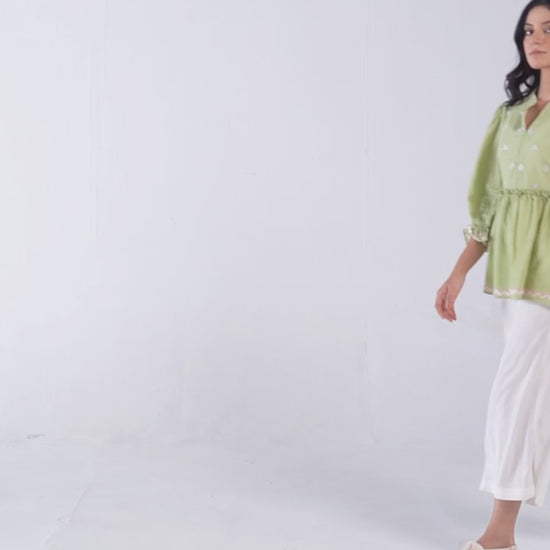 Self Jacquard Peplum Top - Cougar Clothing