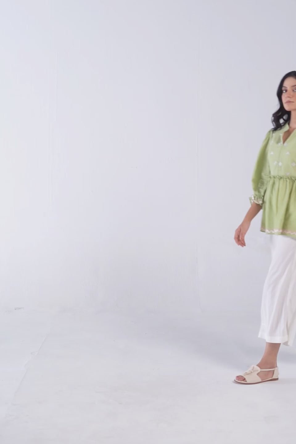 Self Jacquard Peplum Top - Cougar Clothing