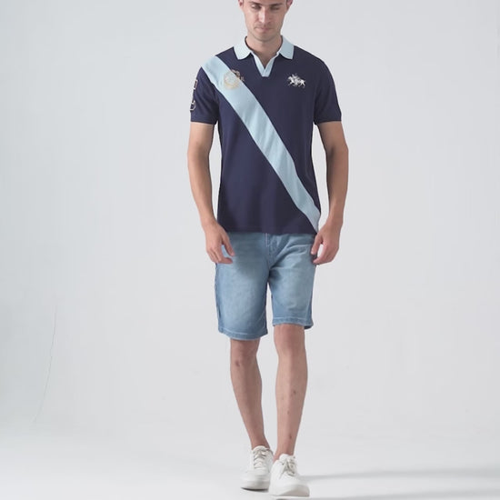 Embroidered Paneled Polo - Cougar Clothing