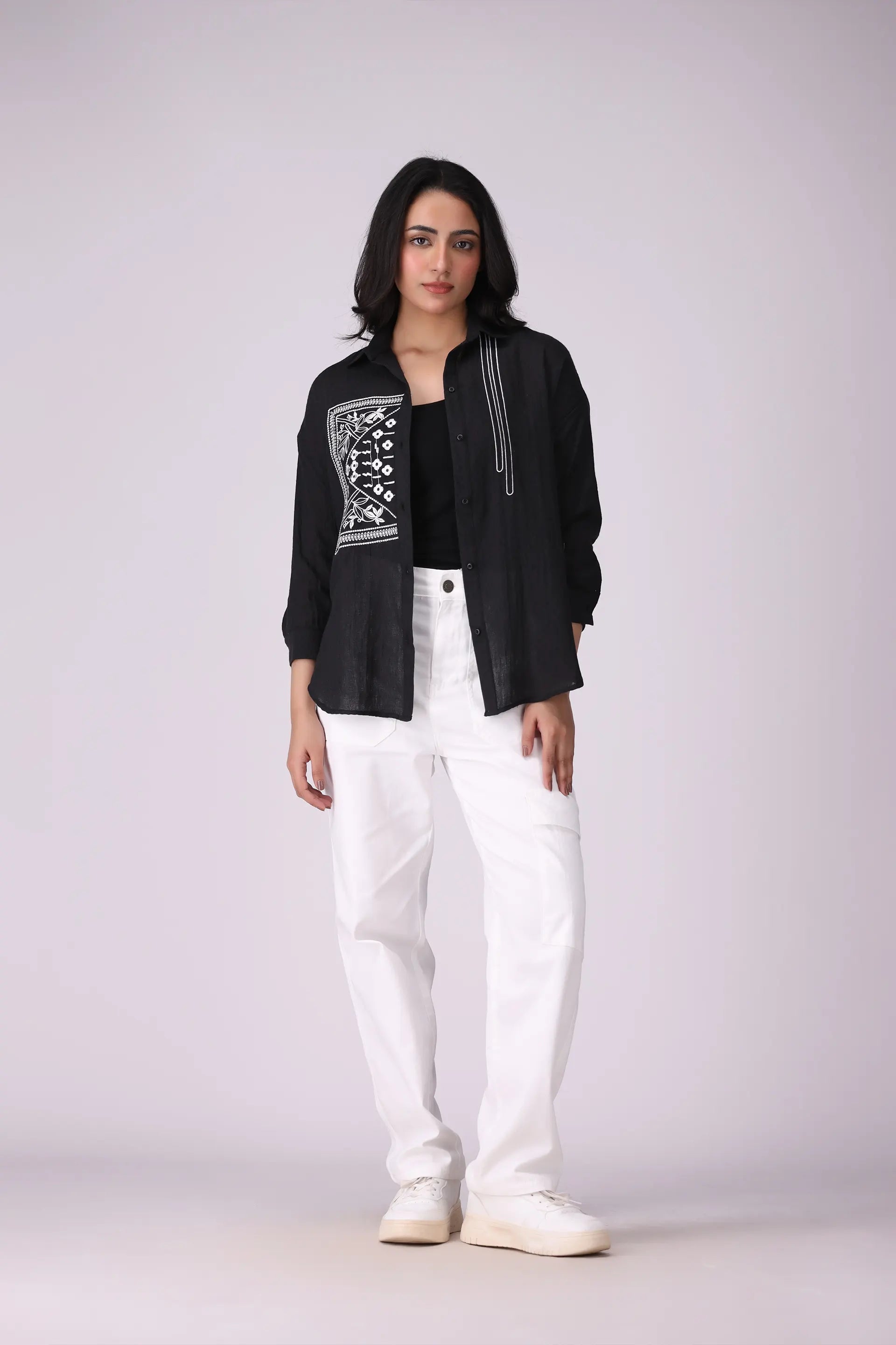 Jacquard Textured Embroidered Shirt - Cougar Clothing