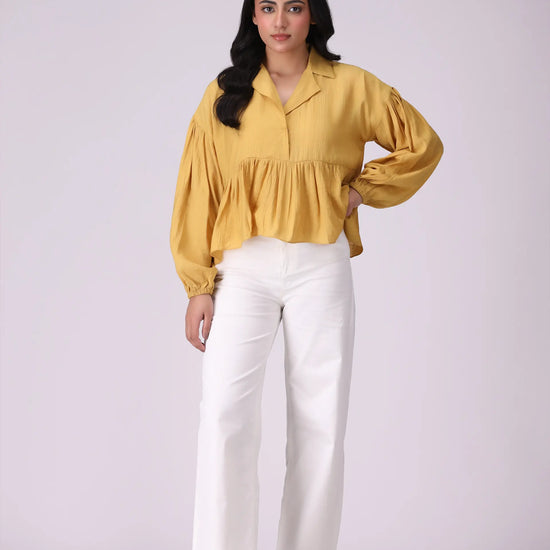 Resort Collar Peplum Top - Cougar Clothing