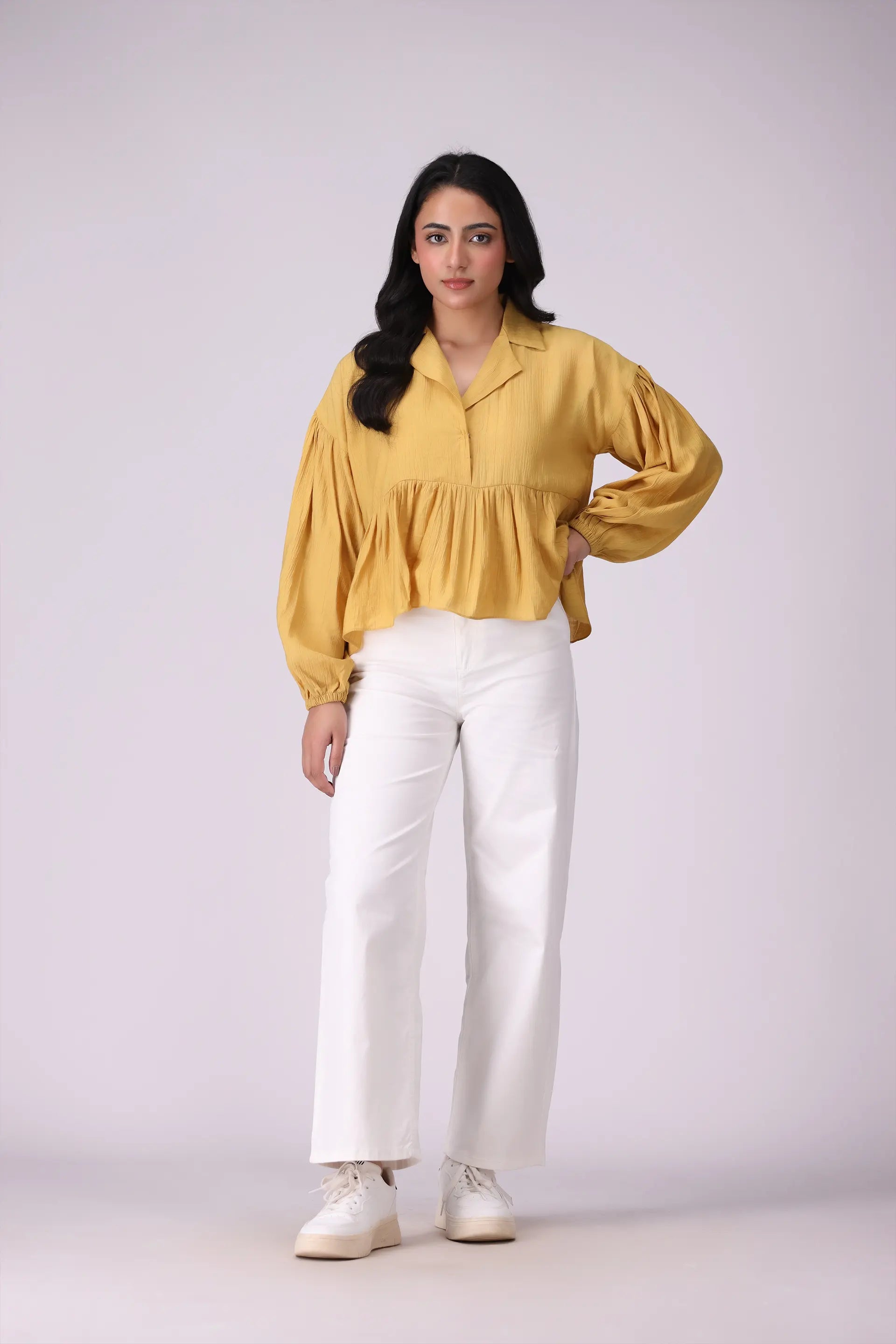 Resort Collar Peplum Top - Cougar Clothing
