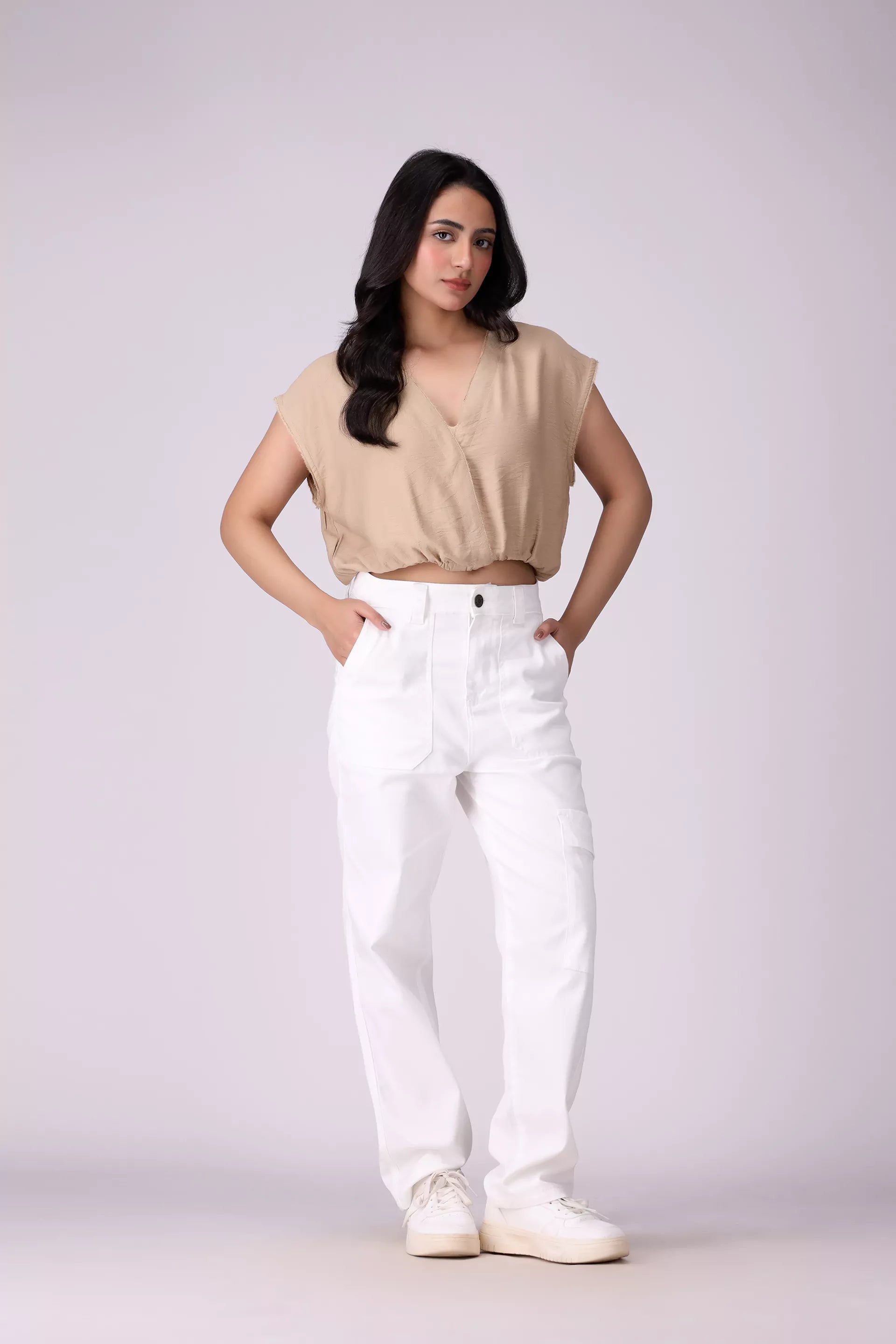 V-Neck Cropped Top - Cougar Clothing