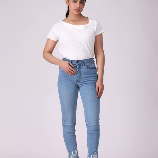 Embroidered Skinny Fit Jeans - Cougar Clothing