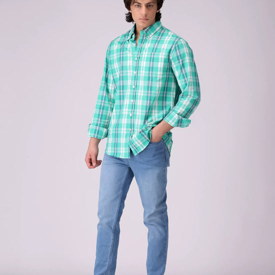 Regular Fit Button Down Check Shirt - Cougar Clothing