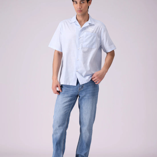 Regular Fit Resort Collar Embroidered Shirt - Cougar Clothing