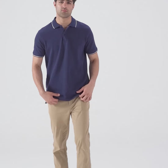 Popcorn Knit Polo With Tipping - Cougar Clothing