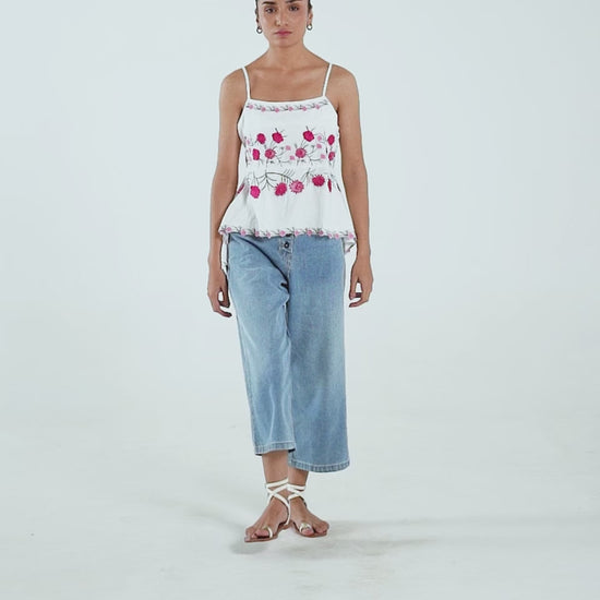 Embroidered Strappy Peplum - Cougar Clothing