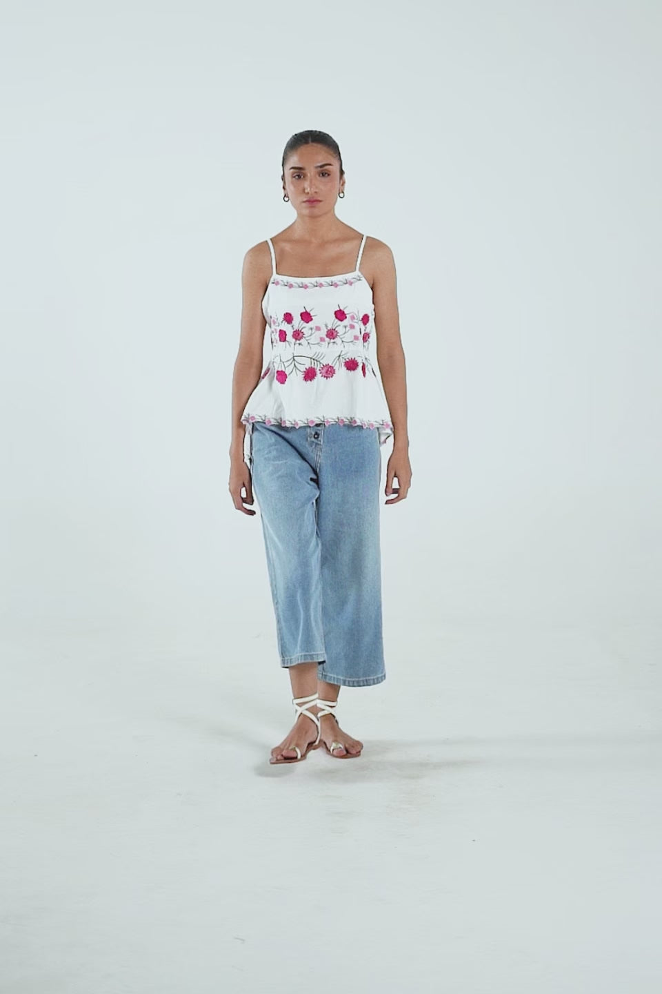 Embroidered Strappy Peplum - Cougar Clothing